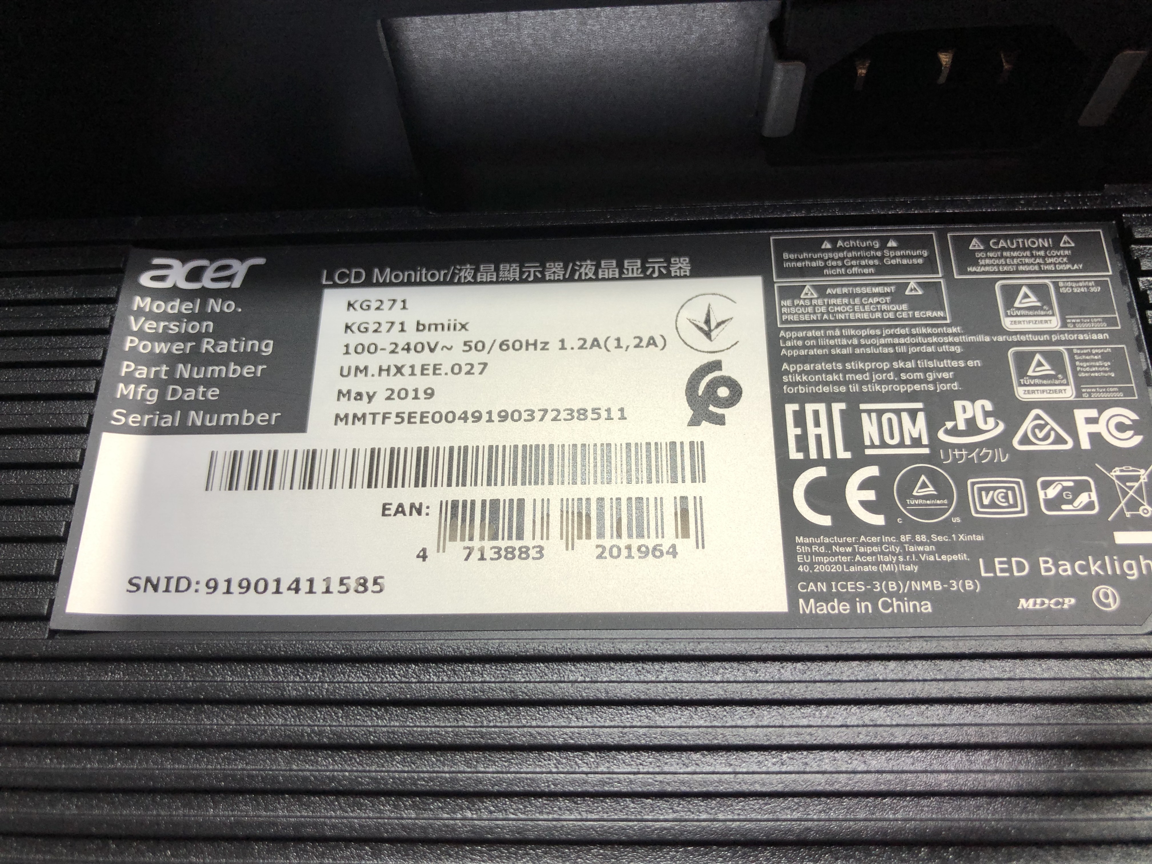 Refurbished Acer KG271 LED Monitor